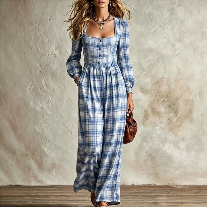 Amabel Plaid Wide Leg Jumpsuit