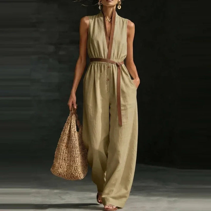 Minerva V Neck Wide Leg Jumpsuit