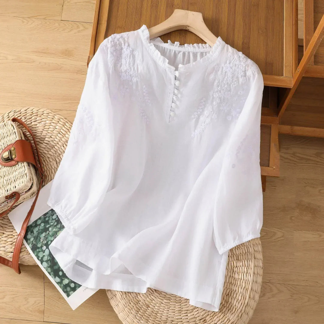 Fiorenza Floral Button-Front Blouse