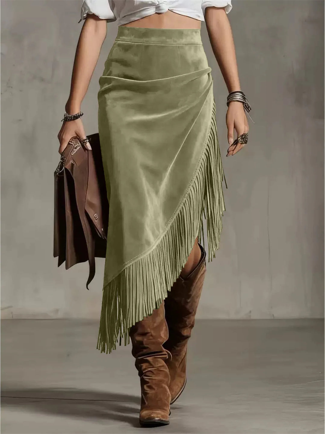 Callum Retro Suede Midi Skirt