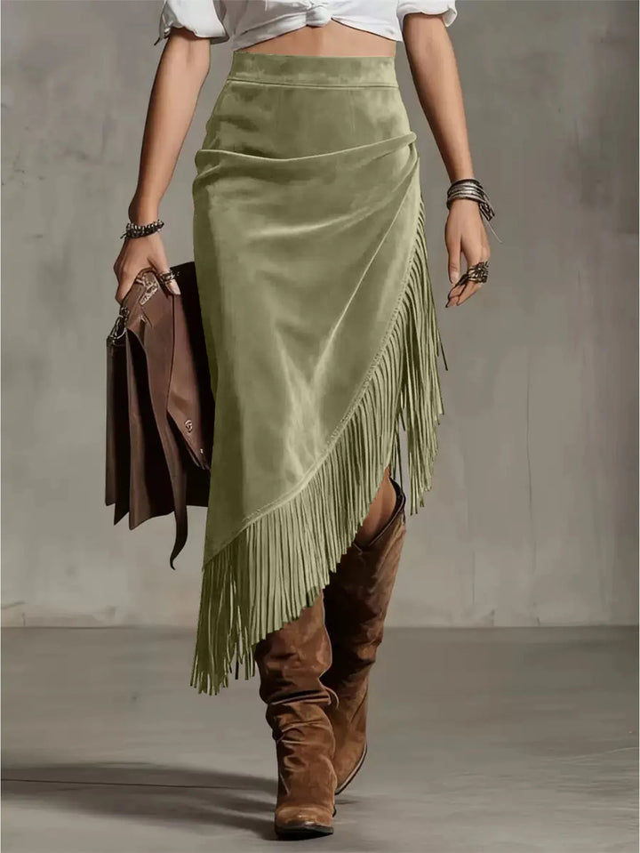 Callum Retro Suede Midi Skirt
