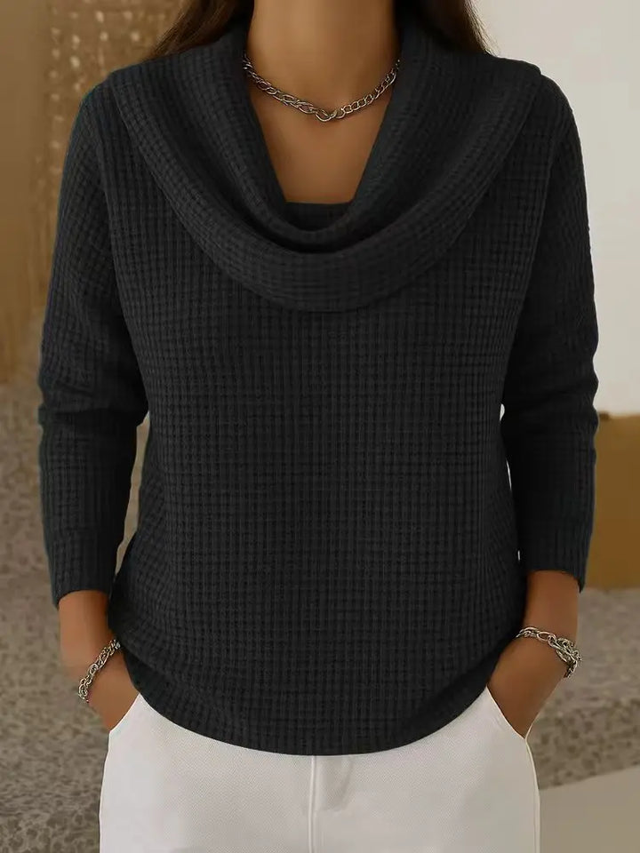 Sabine Cowl Neck Waffle Top