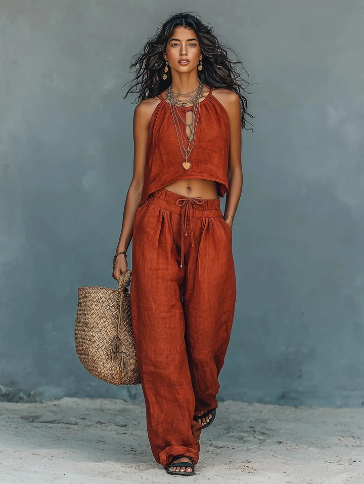 Azaria Sleeveless Crop Top Matching Set