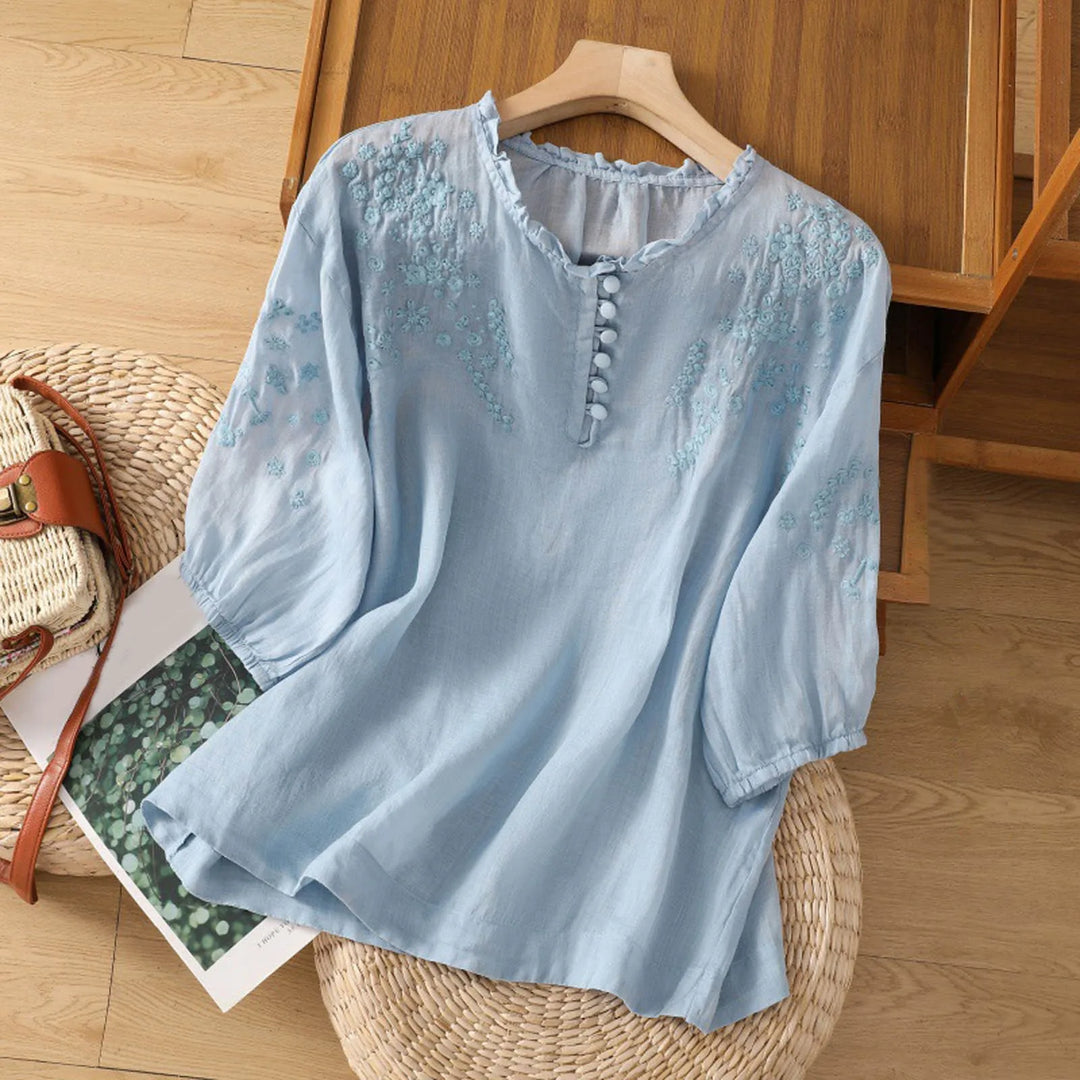 Fiorenza Floral Button-Front Blouse