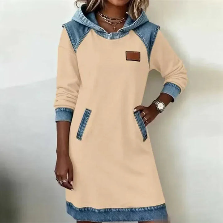 Harlowe Denim Trim Hoodie Dress