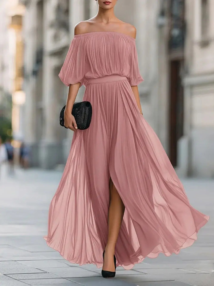 Aviora Elegant Flowy Off Shoulder Maxi Dress