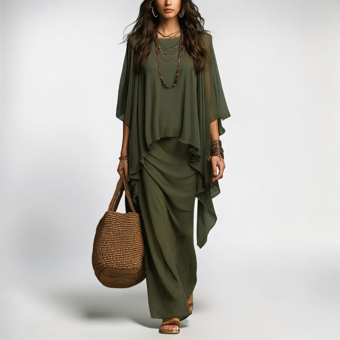 Fiorenza Chiffon Overlay Two Piece Set