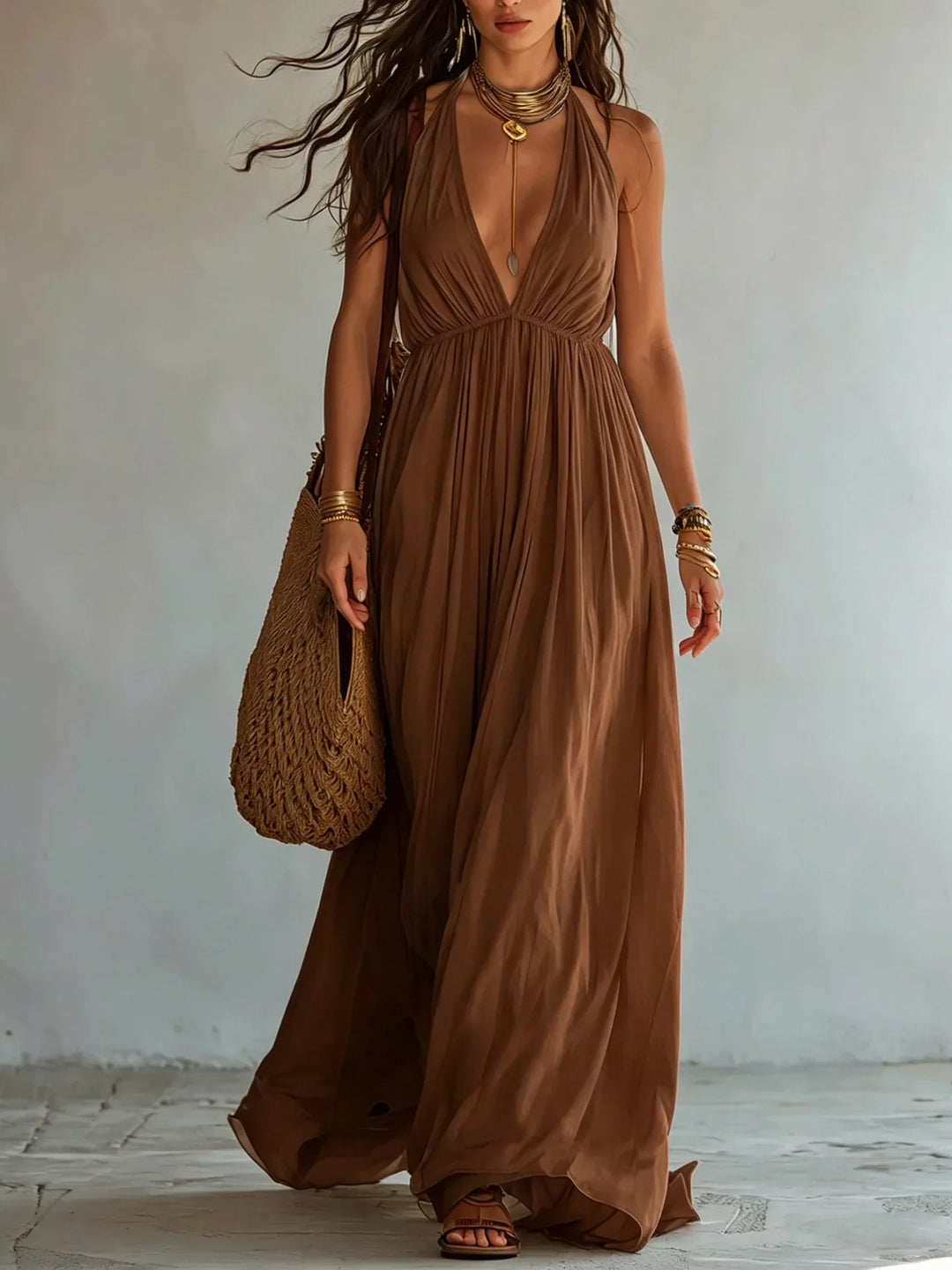 Paige Deep V Neck Maxi Dress