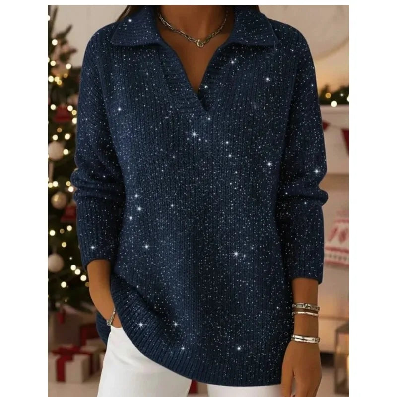 Wren Split Neck Sequin Sweater