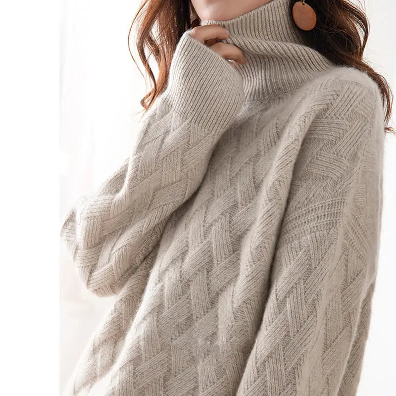 Iris Basketweave Turtleneck Sweater