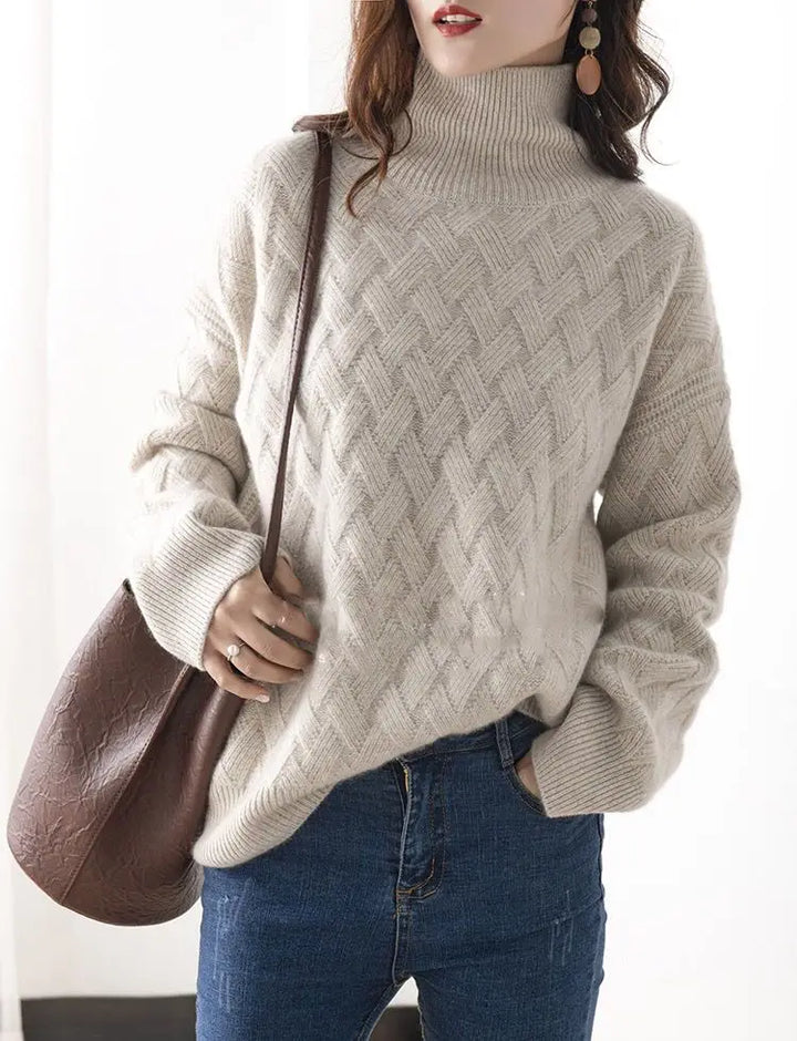 Iris Basketweave Turtleneck Sweater