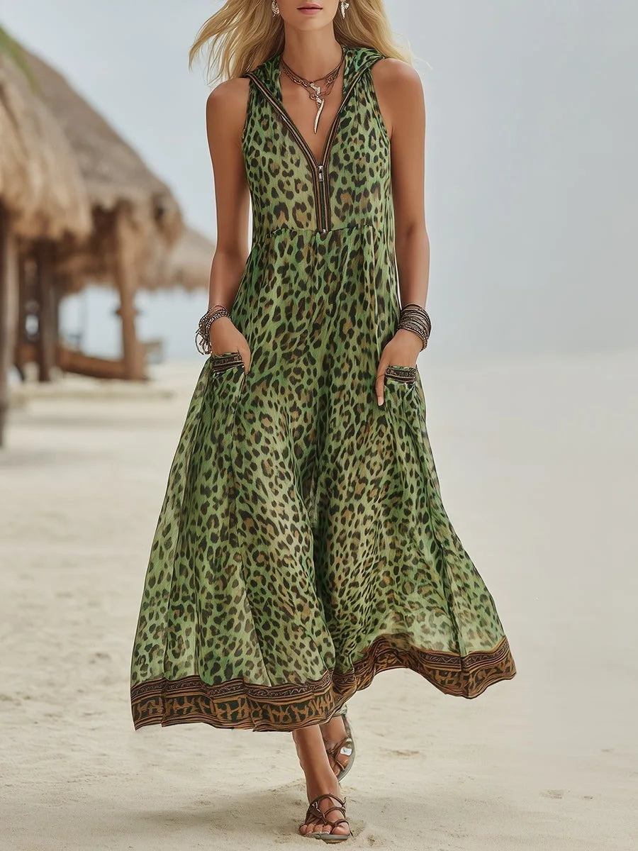 Valeska Flowy Leopard Maxi Dress