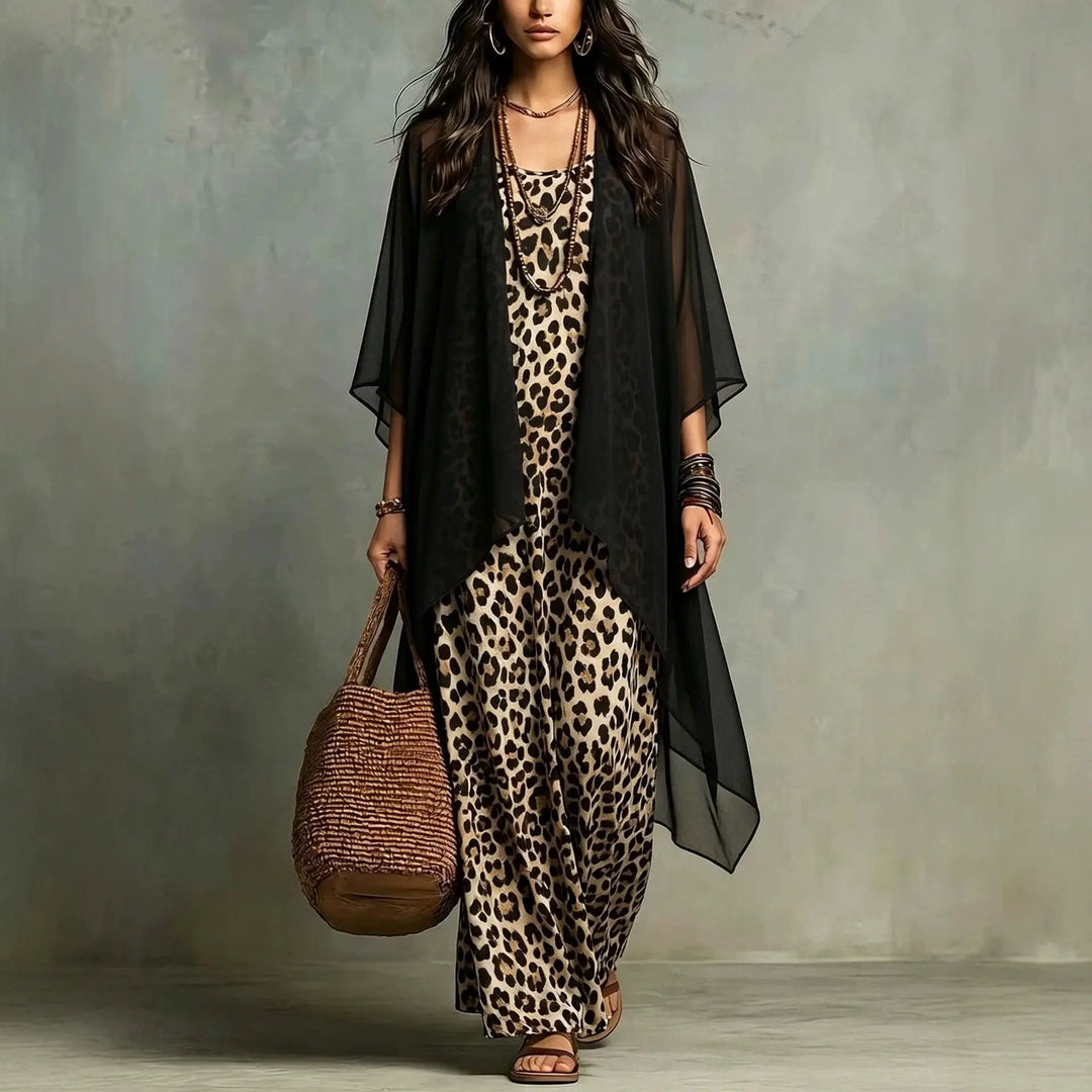 Virellea Leopard Print Maxi Dress Set