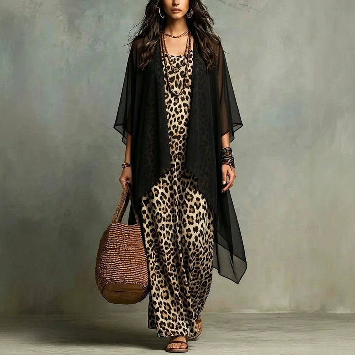 Virellea Leopard Print Maxi Dress Set