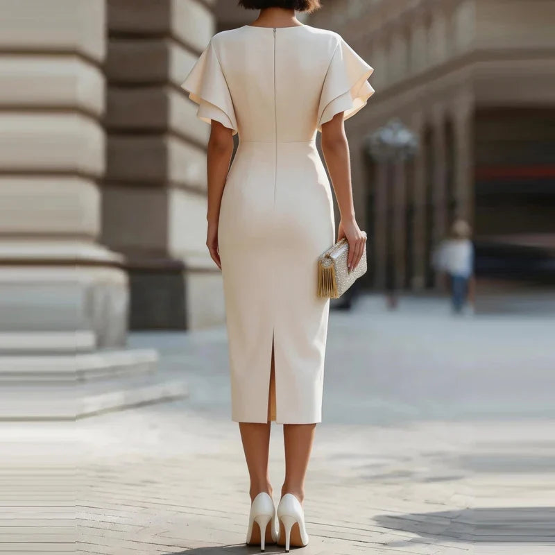 Fiona Ruffle Sleeve Midi Dress