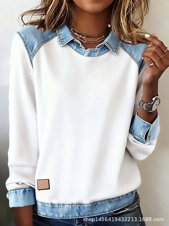 Simone Ribbed Denim Pullover