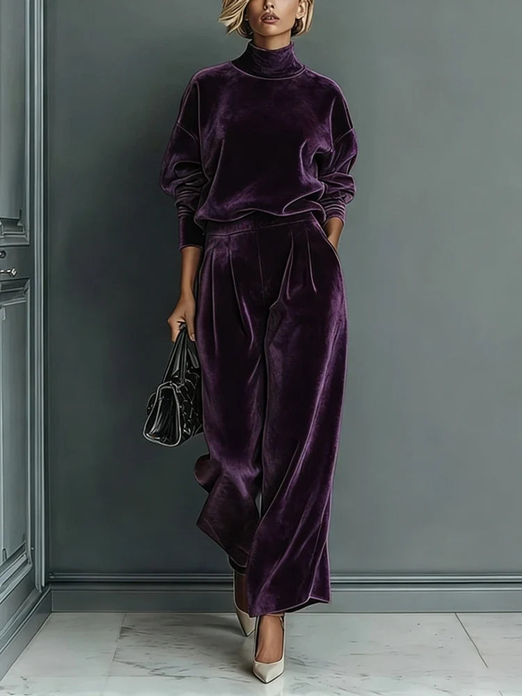 Camille High Neck Velvet Set
