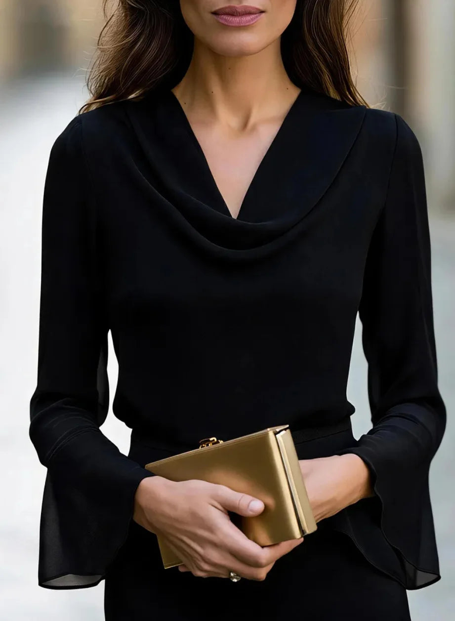Eliana Draped V Neck Blouse