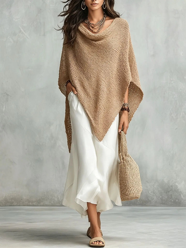 Elanisse Knit Poncho Maxi Dress Set