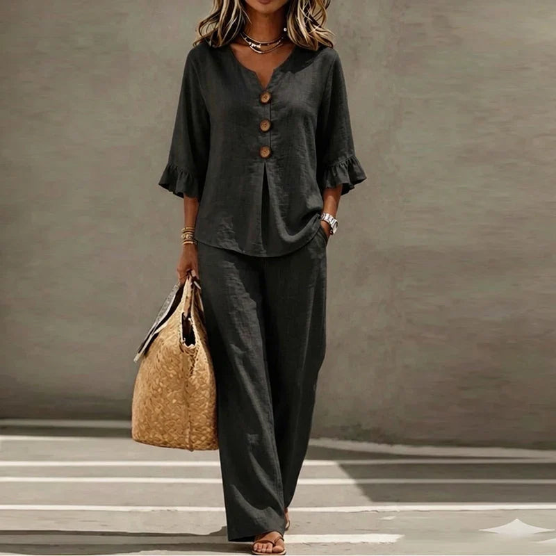 Lillana Ruffle Sleeve Top and Pants Set