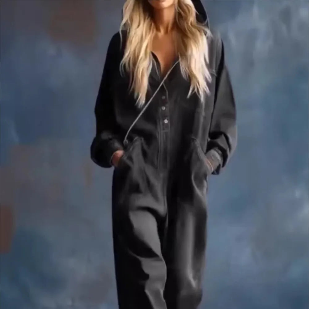 Juniper Hooded Denim Jumpsuit