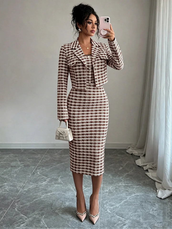 Adelisa Pearl Button Sheath Dress Set