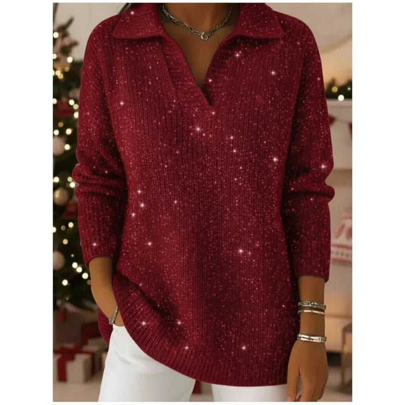 Wren Split Neck Sequin Sweater