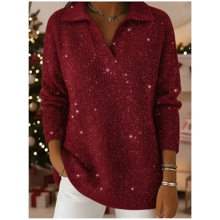 Wren Split Neck Sequin Sweater