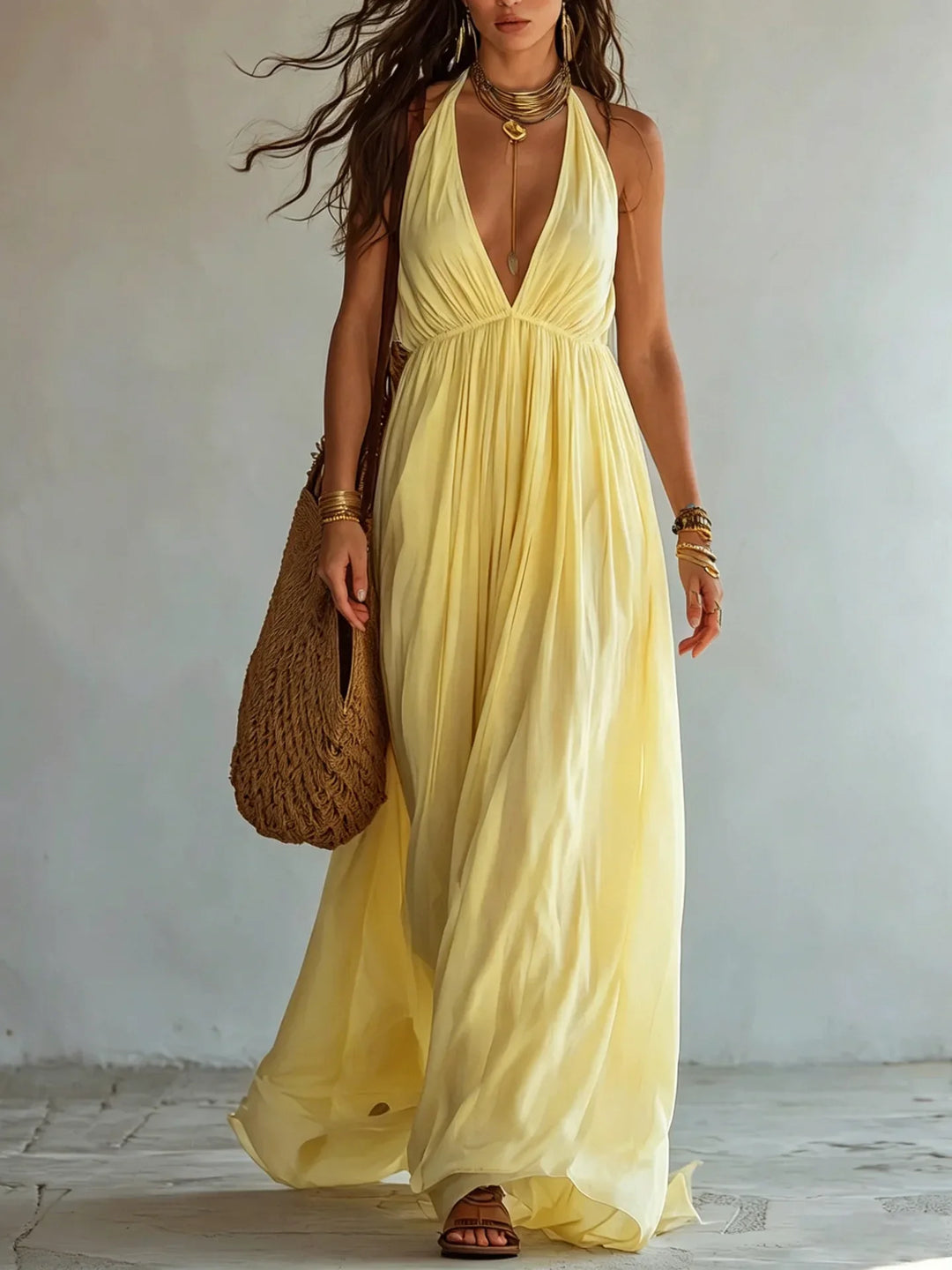 Paige Deep V Neck Maxi Dress