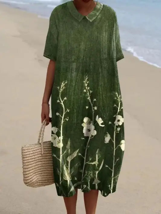 Sydney Printed V Neck Midi Dress