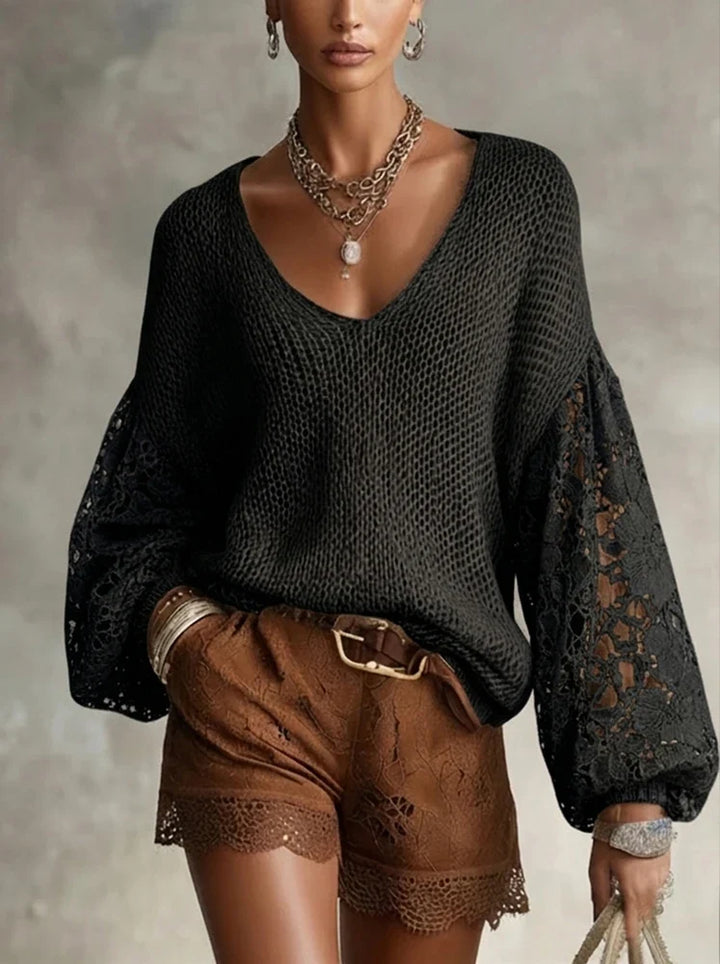 Sylvie Lace V Neck Sweater
