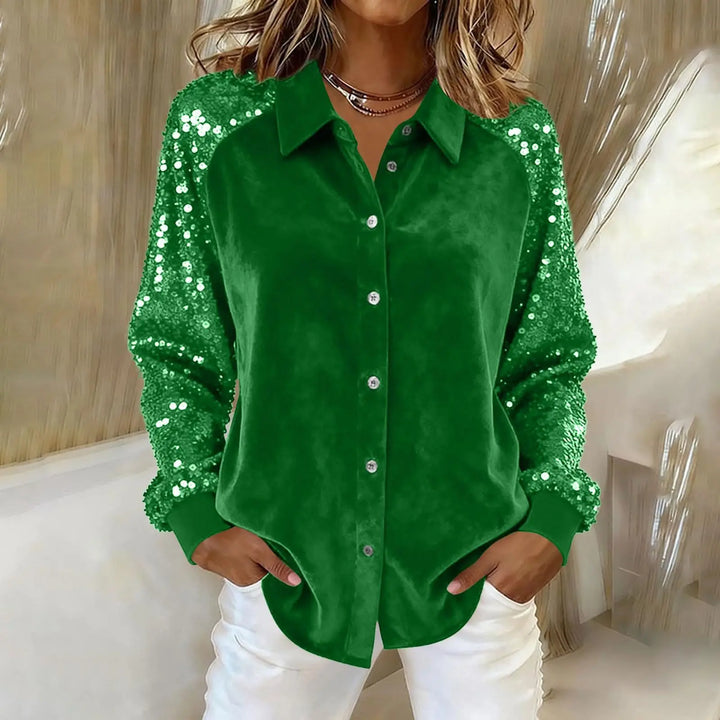 Marcelline Sequin Sleeve Blouse
