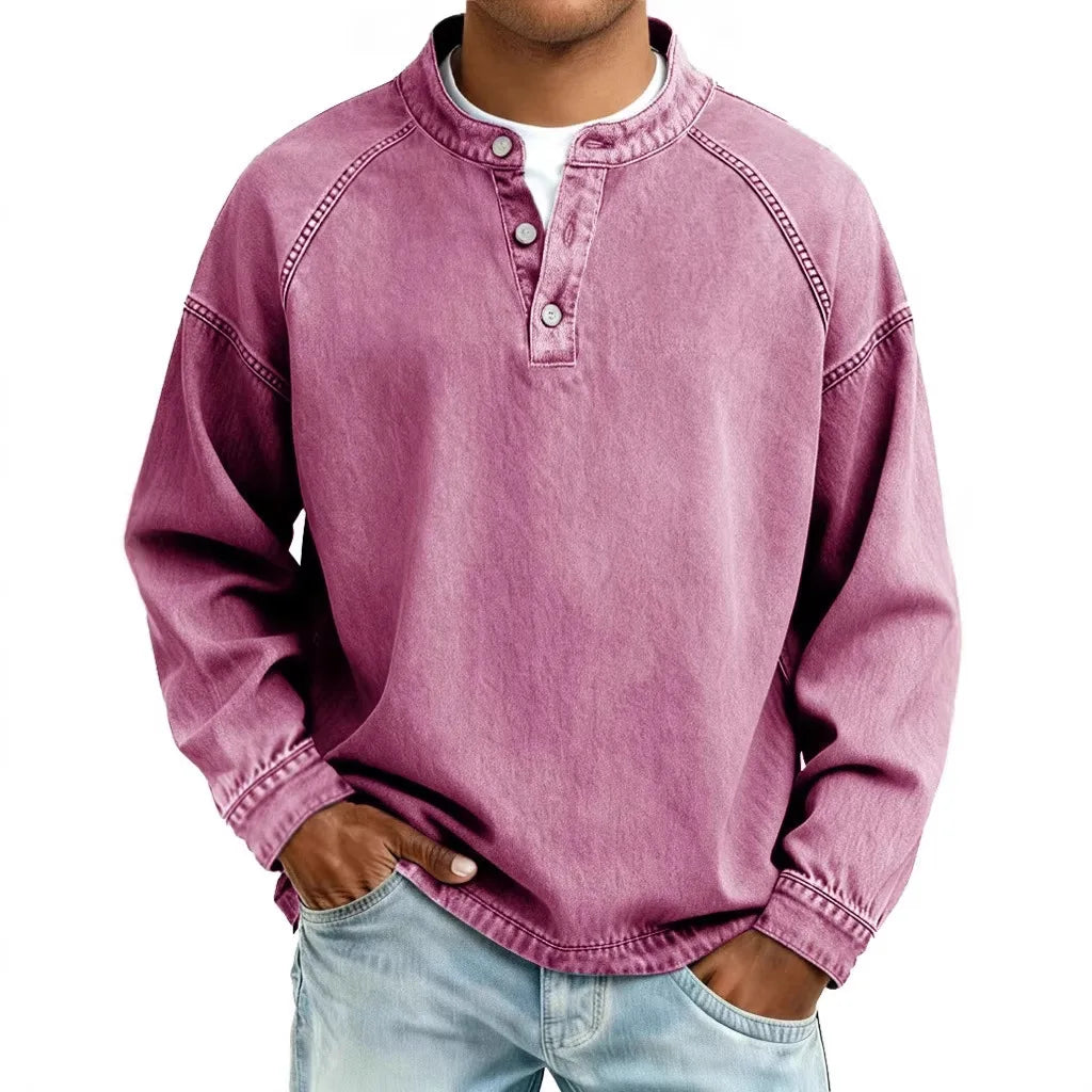 Marco Vintage Denim Henley Pullover