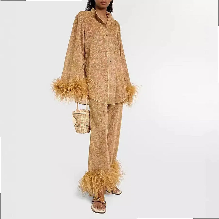 Dana Feather Trim Matching Set