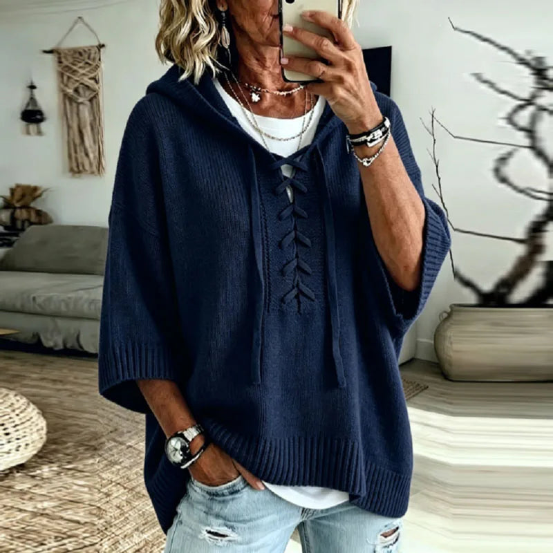 Lucelle Lace Up Hooded Pullover