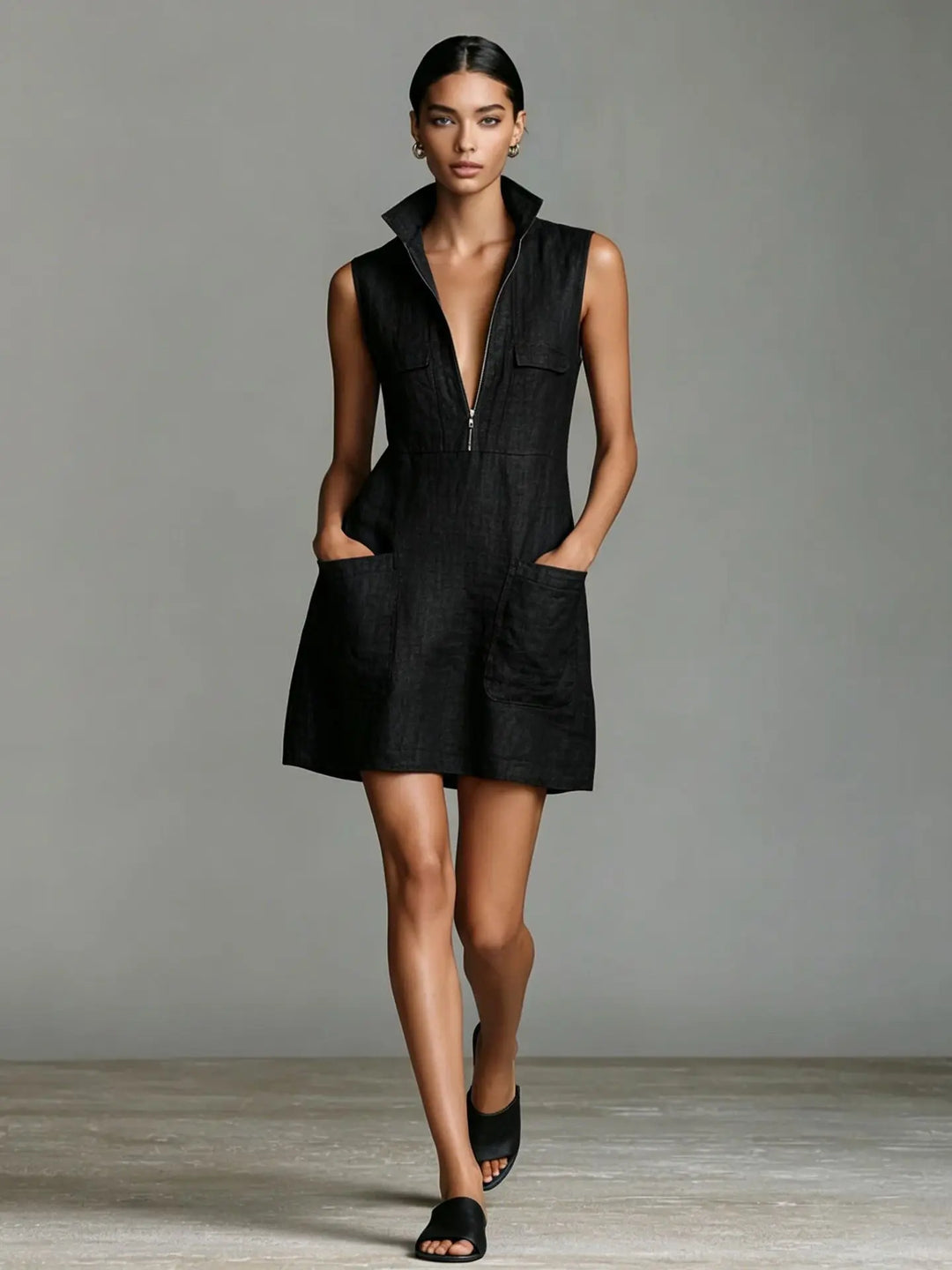 Virena Pocket Linen Mini Dress