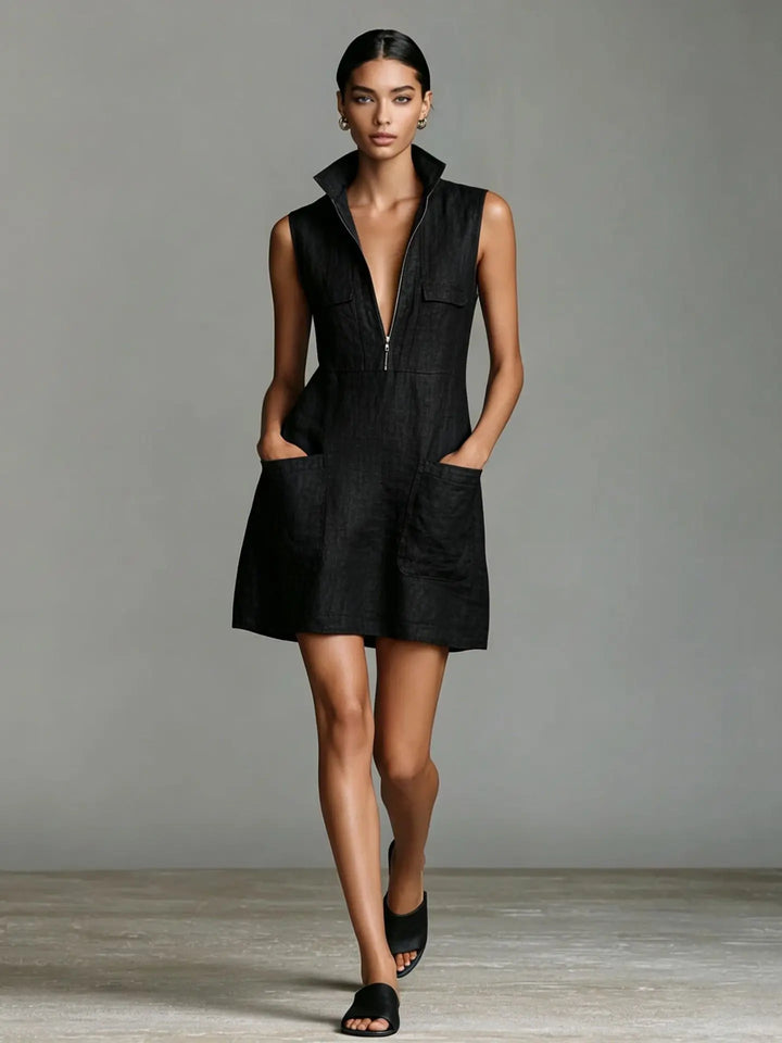 Virena Pocket Linen Mini Dress