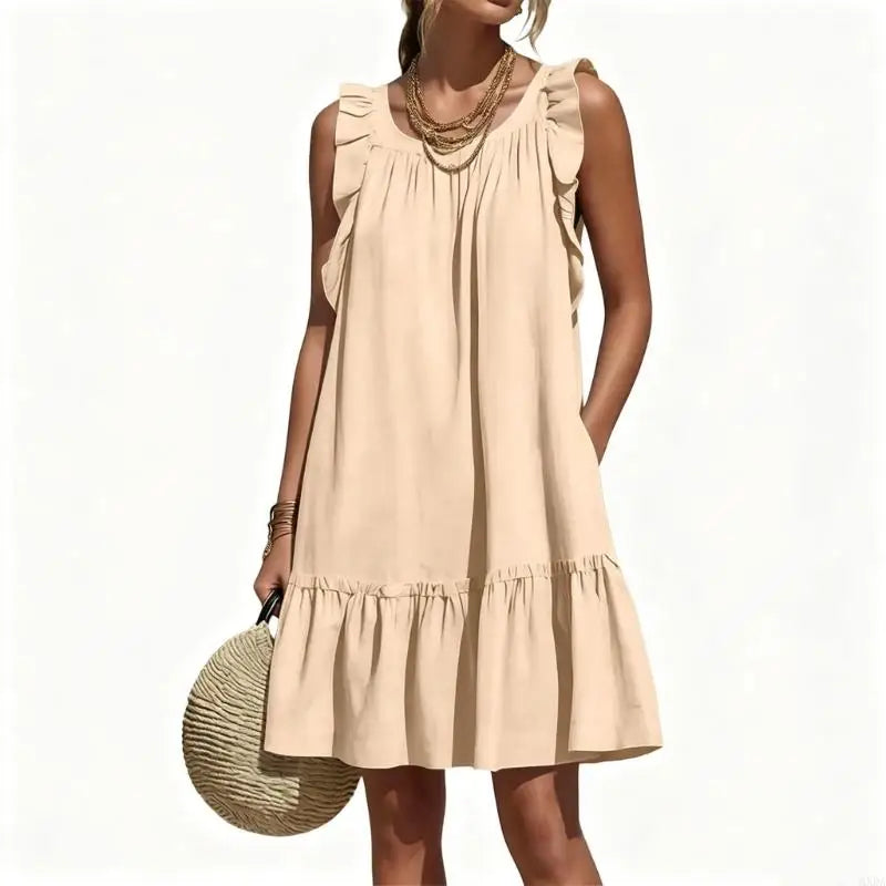 Leandra Ruffle Sleeve V Neck Mini Dress
