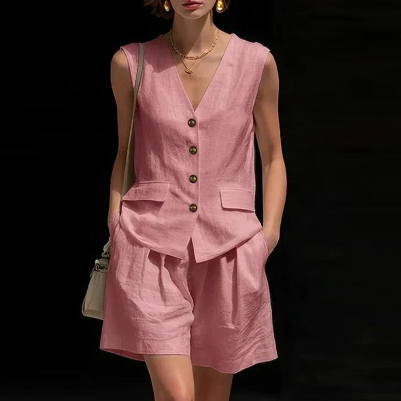 Solana Summer Linen Shorts Set