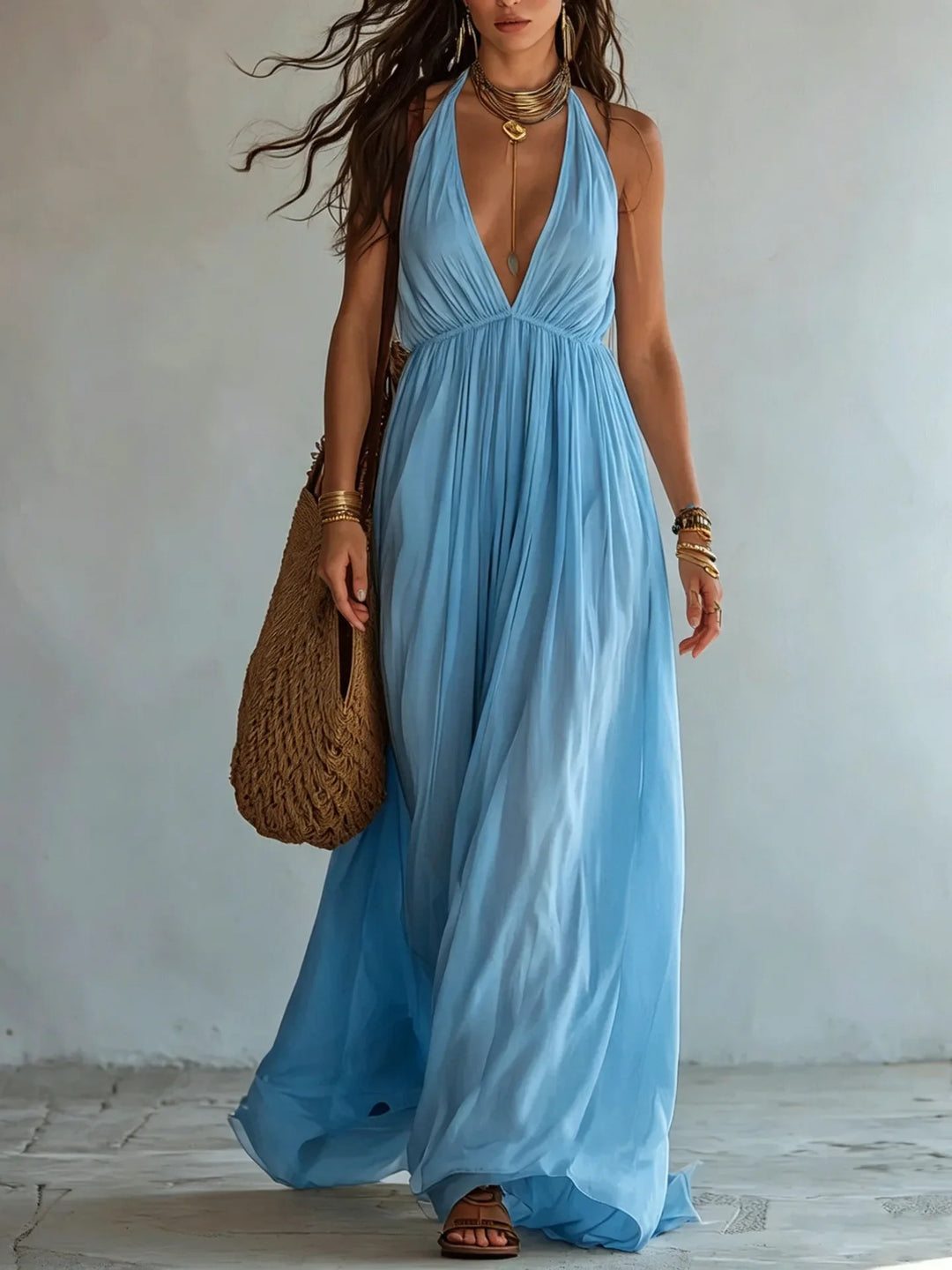 Paige Deep V Neck Maxi Dress