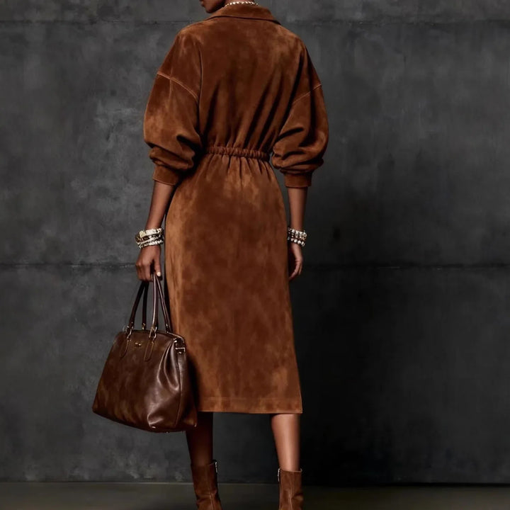 Evelyn Adjustable Suede Maxi Dress