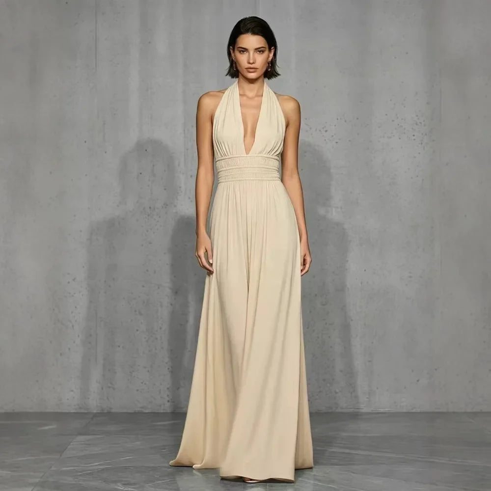 Olyssia Elegant Halter Maxi Dress