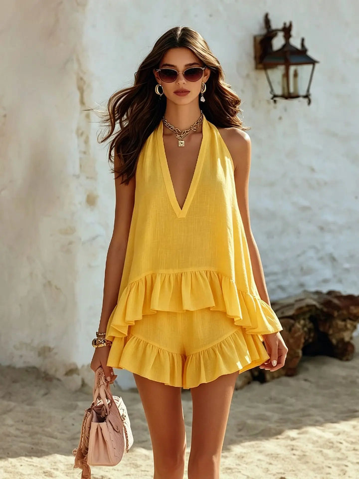 Imogen Casual Ruffle Top Two-Piece Set