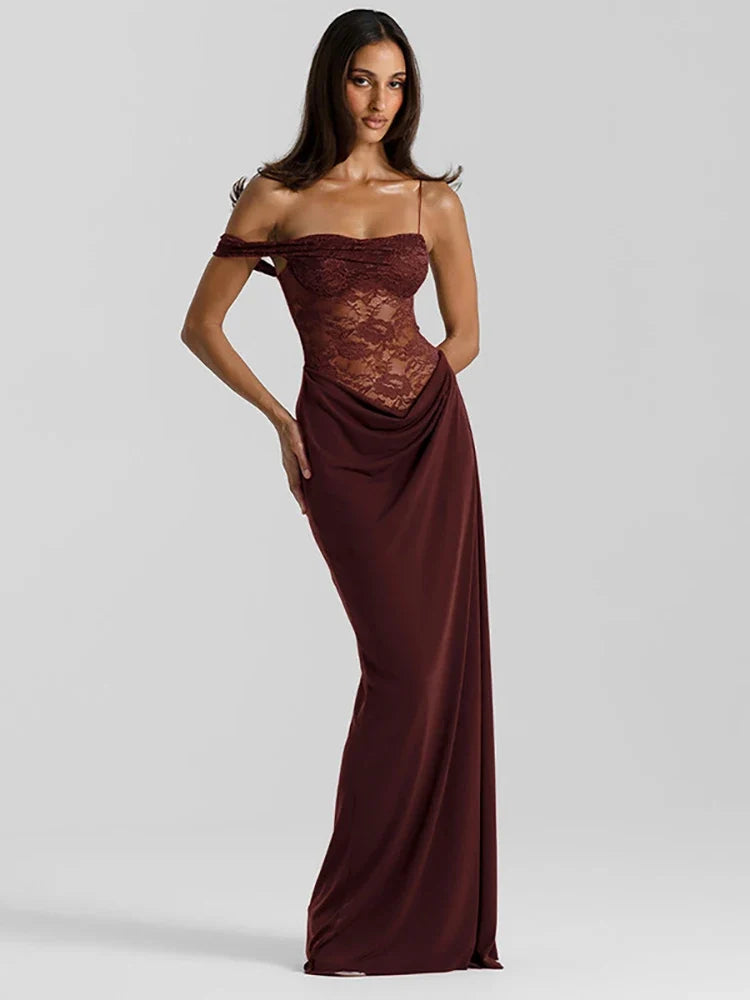 Mia Lace Evening Gown Maxi Dress