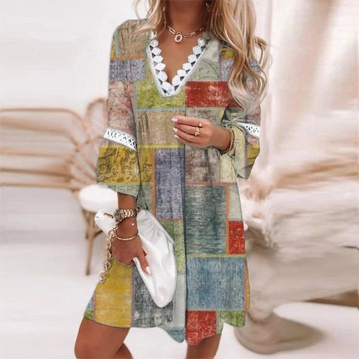 Bellarose Boho Floral V Neck Mini Dress