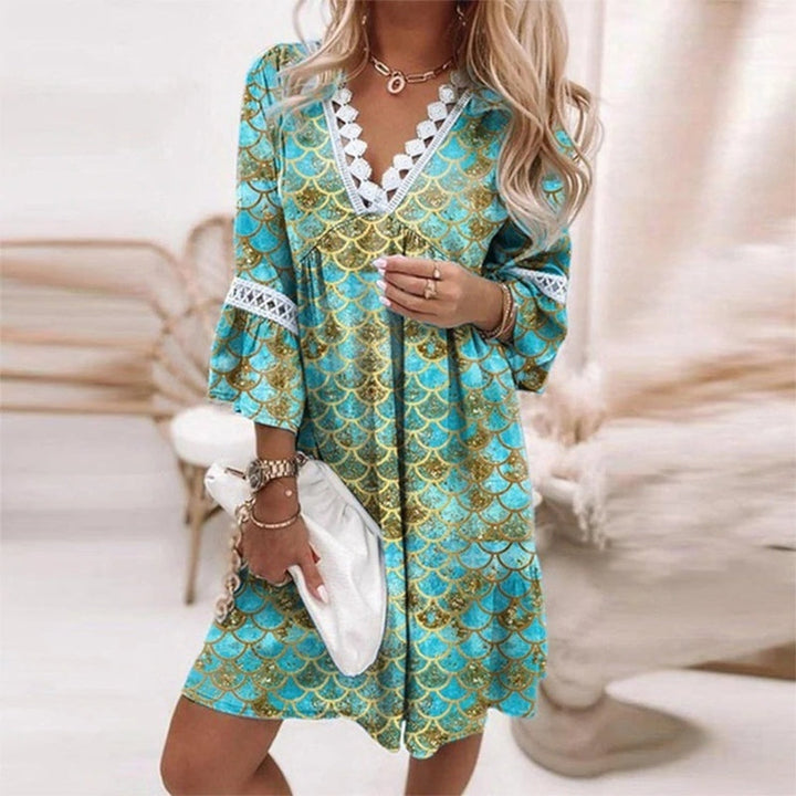 Bellarose Boho Floral V Neck Mini Dress