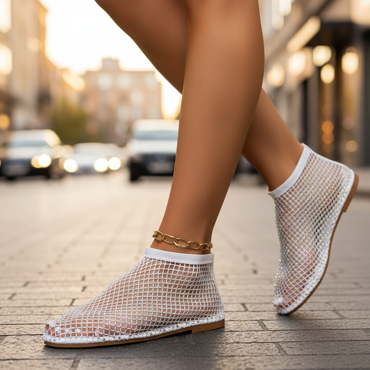 Darlene Rhinestone Midnight Flats
