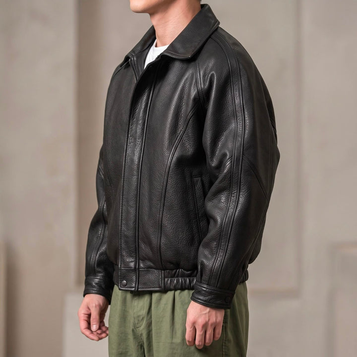 Charles Leather Zip Jacket
