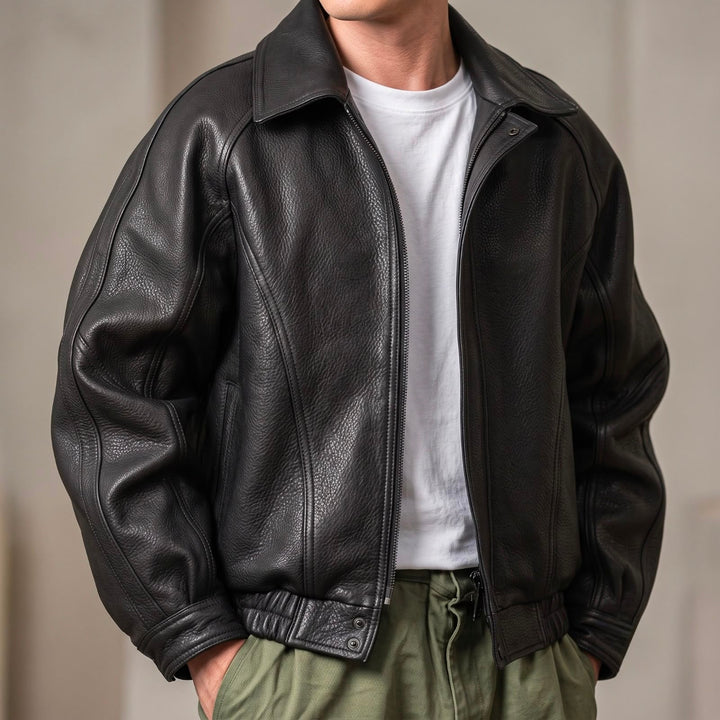 Charles Leather Zip Jacket