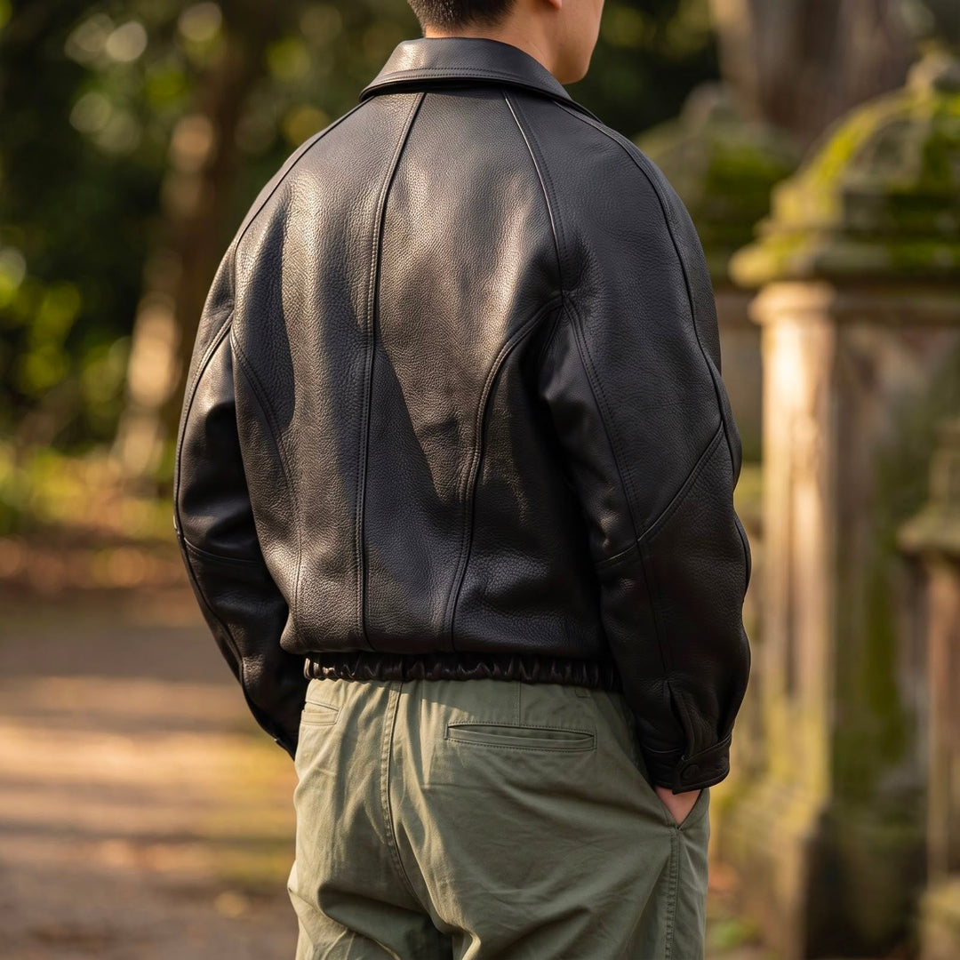 Charles Leather Zip Jacket